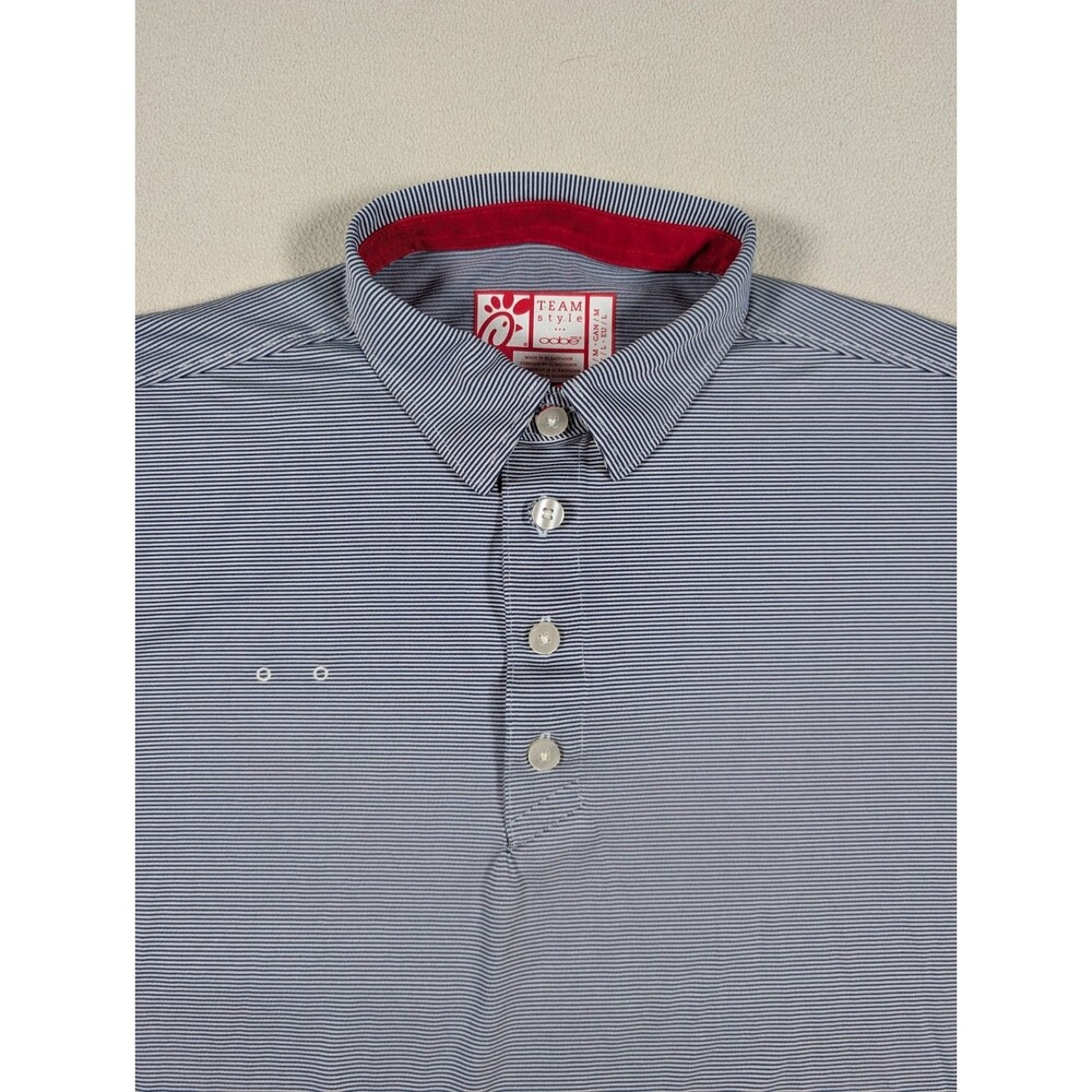 Oobe Shirt Mens M Blue Stripe Chick-Fil-A Polo Work Uniform Employee Restaurant